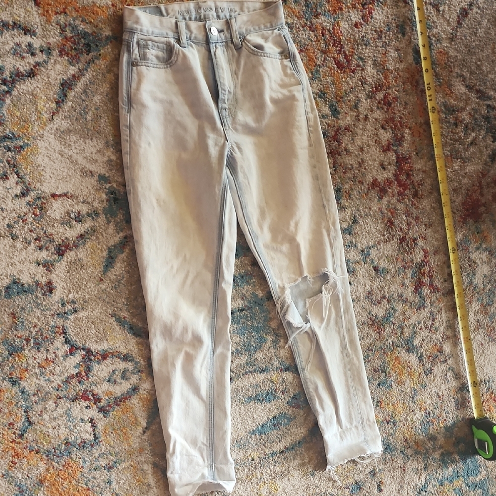 American Eagle Outfitters Gray Ankle MOM Jeans